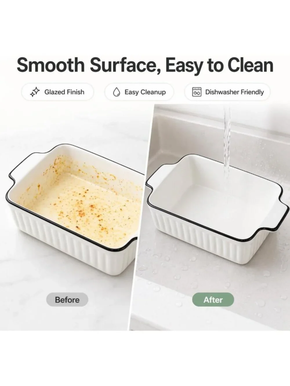 6 Pcs Small Ceramic Baking Dishes Set, 12 Oz Casserole & Lasagna Pans, Oven Safe